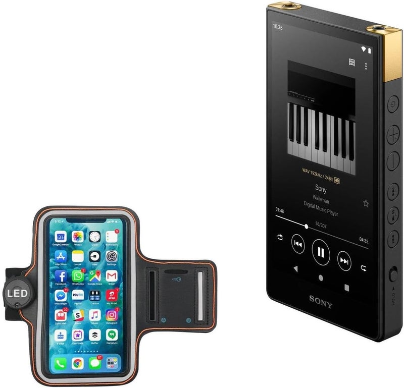 BoxWave Case Compatible with Sony Walkman NW-ZX707 - JogBrite Sports Armband, High Visibility Safety Light LED Runners Armband - Bold Orange - Image 1